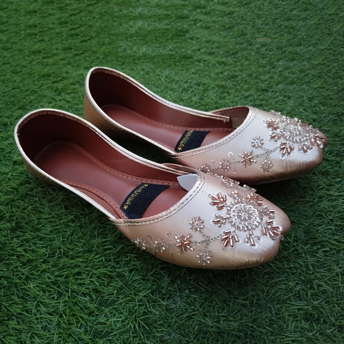 Champagne Gold Embellished Khussa